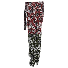 Chloé- Chloé Printed Drawstring Cropped Trousers in Burgundy Viscose-Red,Dark red
