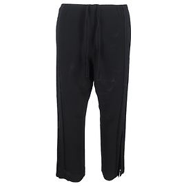 Ann Demeulemeester Drawstring Wide-Leg Trousers in Black Wool Black