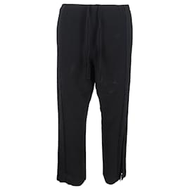 Ann Demeulemeester- Ann Demeulemeester Drawstring Wide-Leg Trousers in Black Wool-Black