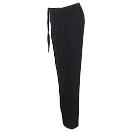 Ann Demeulemeester- Ann Demeulemeester Drawstring Wide-Leg Trousers in Black Wool-Black