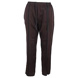 Haider Ackermann- Haider Ackermann Drawstring Wide-Leg Trousers in Brown Cotton-Brown,Red