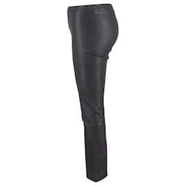 The row- The Row Gartered Bootcut Trousers in Black Leather-Black