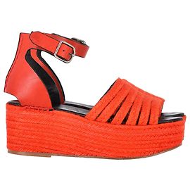 Sandali con zeppa in juta rossa Loewe Rosso