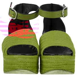 Loewe-Loewe Espadrille Wedge Sandals in Red Jute-Red