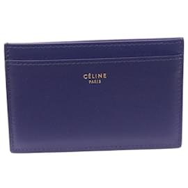 Céline-Celine Calf Card Case Indigo x Tan-Blue
