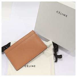 Céline-Celine Calf Card Case Indigo x Tan-Blue