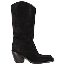 Stivali da cowboy Western Chloé in pelle nera e camoscio Nero