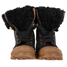 Chloé-Bottes de combat Chloé en cuir noir et daim-Noir