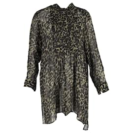 Isabel Marant Etoile-Étoile Isabel Marant Cray Leopard Print Mini Dress in Green Viscose-Other