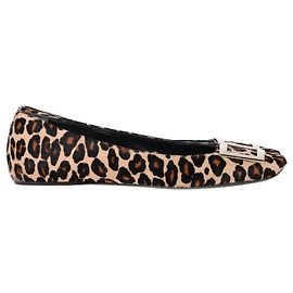 Sapatilhas de balé com estampa de leopardo Roger Vivier em couro de bezerro marrom Marrom
