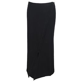 Ann Demeulemeester Asymmetric Zip Maxi Skirt in Black Wool Black