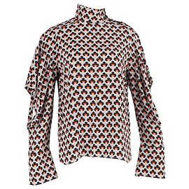 Marni Cutout Printed Turtleneck Top in Multicolor Silk Multiple colors
