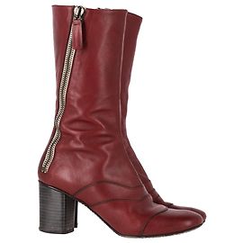 Botas de media caña con punta redonda con cremallera Chloé en cuero burdeos Castaño Roja