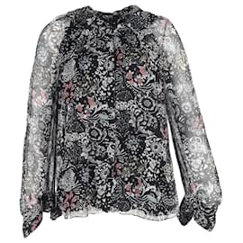 Chloé-Chloé Floral Print Long Sleeve Blouse in Multicolor Silk-Other