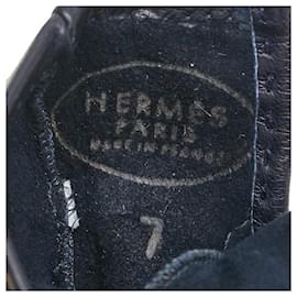 Hermès-Hermes Leather Gloves Navy-Blue