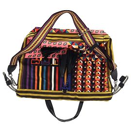 Bolso de mano de cuero multicolor con detalles de borlas impresos de Etro Multicolor