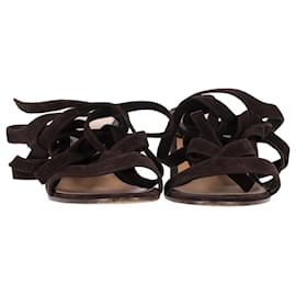 Gianvito Rossi-Gianvito Rossi Strappy Block-Heel Sandals in Brown Suede-Brown,Red