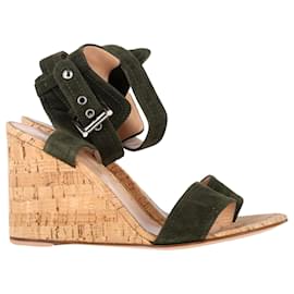 Gianvito Rossi-Gianvito Rossi Portofino Wedge in Green Suede-Green