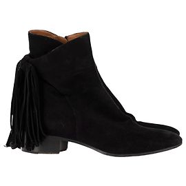 Chloé Stiefeletten mit Fransen aus schwarzem Wildleder Schwarz
