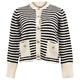 Dior- Dior Knitted Stripe Buttoned Cardigan in Black and Cream Wool-Multiple colors