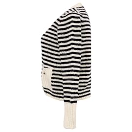 Dior- Dior Knitted Stripe Buttoned Cardigan in Black and Cream Wool-Multiple colors