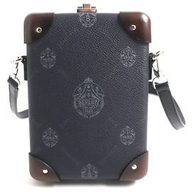 Berluti Canvas Leather Messenger Bag Mini Trunk Black