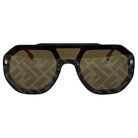 Fendi- Fendi Monogram Aviator Sunglasses in Black Acetate-Black