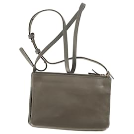 Céline-Celine Small Trio Crossbody Bag in Olive Lambskin Leather-Green,Olive green