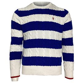 Polo Ralph Lauren Pull en tricot rayé Polo par Ralph Lauren en coton bleu et blanc Bleu