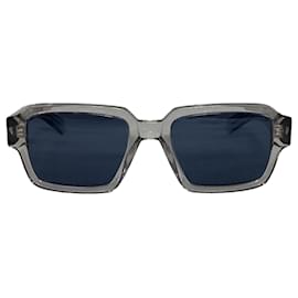 Prada- Prada Logo Tinted Square-Frame Sunglasses in Clear Acetate-Grey
