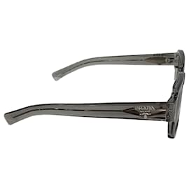 Prada- Prada Logo Tinted Square-Frame Sunglasses in Clear Acetate-Grey