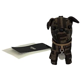 Fendi-Fendi Monogram Puppy Keychain in Brown Polyester-Brown,Red