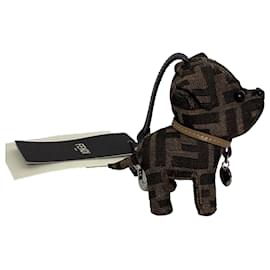 Fendi-Fendi Monogram Puppy Keychain in Brown Polyester-Brown,Red