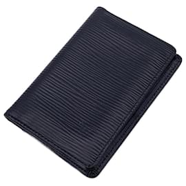 Louis Vuitton-Black Epi Leather Card Holder Pocket Organizer Wallet-Black