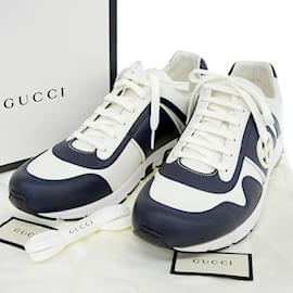 Gucci-Gucci Interlocking G Low-Cut Sneakers-White,Navy blue