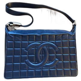 Bolsa Chanel Choco Preta em Pele de Cordeiro Preto