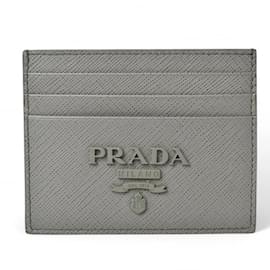 Prada Saffiano hellgraue Kartenetui Grau