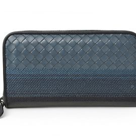 Carteira longa de couro azul marinho Bottega Veneta Azul marinho