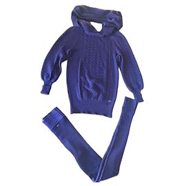 Chanel Set aus Kaschmir und Seide Lila Lila