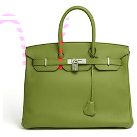 Hermès-Hermès 2012 Birkin Bag 35 Togo Capucine Leather 35 Silver HDW-Orange