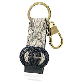 Gucci-Gucci Cutout Interlocking G Keychain-Black,Beige,Golden