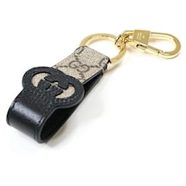 Gucci-Gucci Cutout Interlocking G Keychain-Black,Beige,Golden