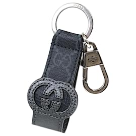 Gucci-Gucci Cutout Interlocking G Keychain-Brown,Black,Silvery