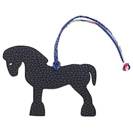Hermès-Hermes Petit H Hermie Horse Bag Charm-White,Navy blue