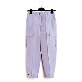 Chanel 1996 Purple Silk Reps Cargo Pants FR38 UK10 US8 Purple