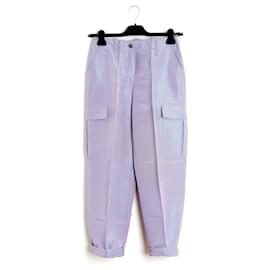 Chanel-Chanel 1996 Purple Silk Reps Cargo Pants FR38 UK10 US8-Purple