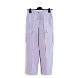 Chanel-Chanel 1996 Purple Silk Reps Cargo Pants FR38 UK10 US8-Purple