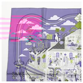 Hermès-Hermes Carré 90 La Maison des Oiseaux Parleurs Scarf-Purple