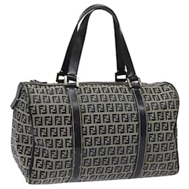 Fendi-FENDI Zucchino Canvas Hand Bag Navy Auth 114454-Navy blue