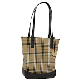 Autre Marque-Burberrys Nova Check Shoulder Bag Canvas Leather Beige Brown gold Auth 113755-Brown,Beige,Golden